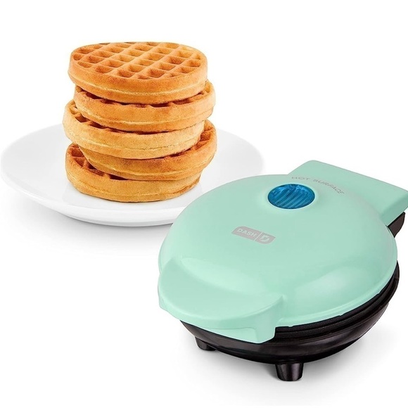 DASH Mini Maker NIB Individual Waffles Hash Browns Keto Chaffles Non-Stick Aqua - Picture 1 of 5